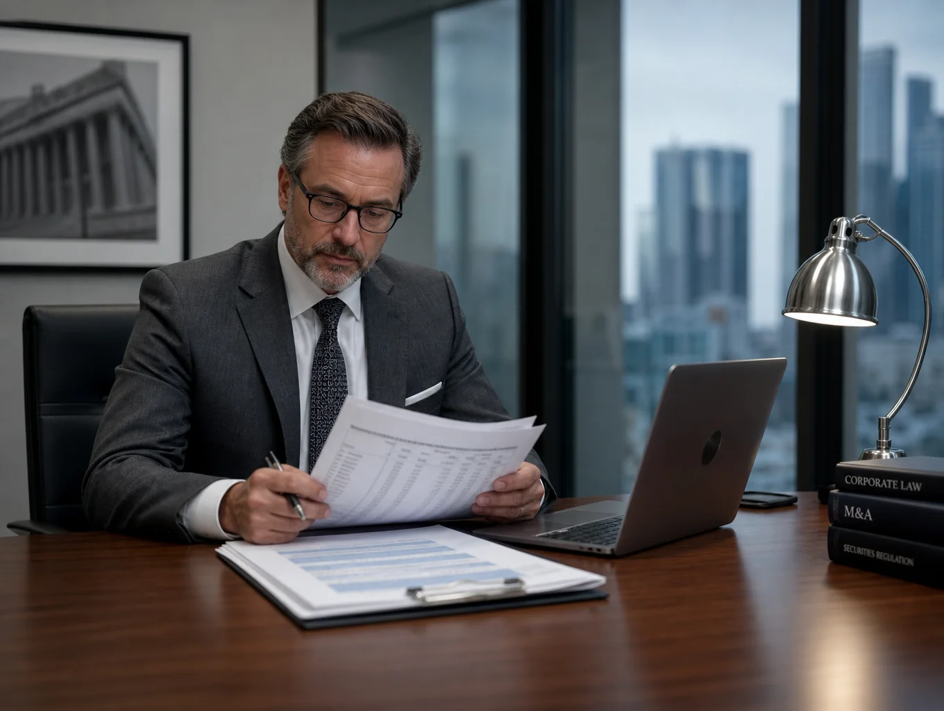 Corporate boardroom strategy and legal documentation